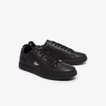 Lacoste Carnaby Evo Leather Platinum Sneakers Pánské - Tenisky Černé / Černé | CZ-jfQktK